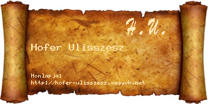 Hofer Ulisszesz névjegykártya